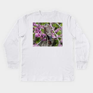 Falcon and Pink Flowers Kids Long Sleeve T-Shirt